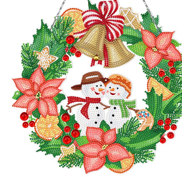 Cuadros Decorativos Kits de mosaico de corona colgante de animales hechos a mano de corona de Navidad con pintura de diamante DIY Ehuebsd embutido en tela