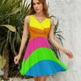thumbnail image 7 of PLAIN SOLID NEON FLUORESCENT RAINBOW STRIPES 5 COLORS Dress Summer Street Style Dresses Female Sleeveless Printed Sundress, 7 of 7