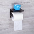 thumbnail image 4 of Portarrollos de papel higiénico de aleación de aluminio para baño, montaje en pared, accesorios de baño, estante de almacenamiento de papel (portarrollos negro), 4 of 6