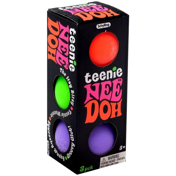NeeDoh Teenie ORANGE, GREEN & PURPLE Small Stress Ball 3-Pack