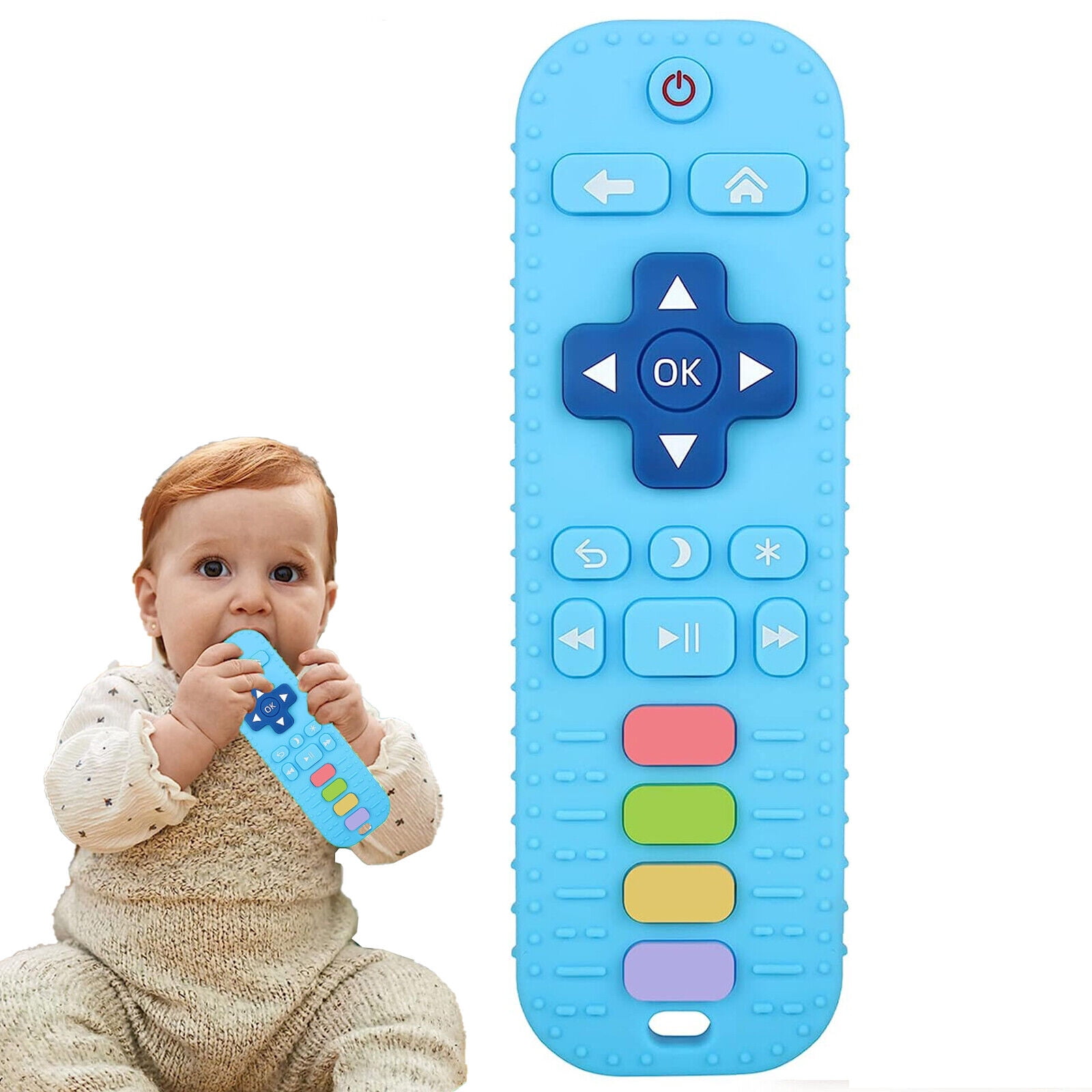 1 Pack Blue Silicone Teething Toys for Infant Toddlers Remote Control ...