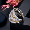 thumbnail image 6 of Luxury Multi-Tone Gold Plated Twist Lines Geometric CZ Engagement Bridal Ring, 6 of 9