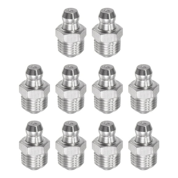 Unique Bargains 201 Stainless Steel Straight Hydraulic Grease Fitting 1/8-28inch Thread 10 Pack