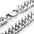 thumbnail image 3 of QQTDFG HEAVY Silver Tone Cut Curb Cuban Link Chain 316L Stainless Steel Men's Necklace-16mm-7inch bracelet-Silver, 3 of 6