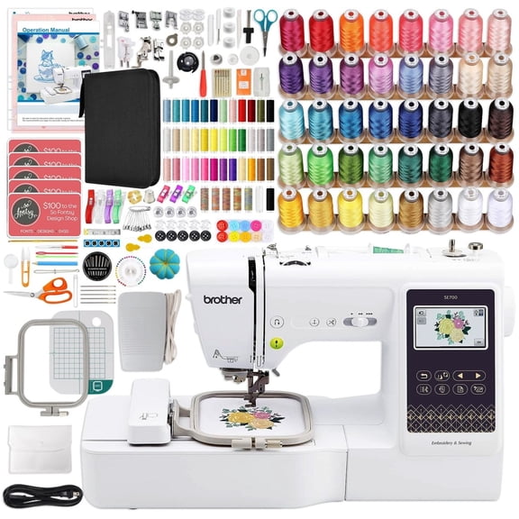 Brother SE700 Embroidery & Sewing Machine w/ 83 Spools & 200 Accessories