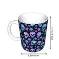 thumbnail image 2 of Yiaed Blue Skull Flower Print Ceramics Coffee,Large Handle Design,Extra Large Tea and Coffee Cup for Office and Home Mugs, 2 of 6