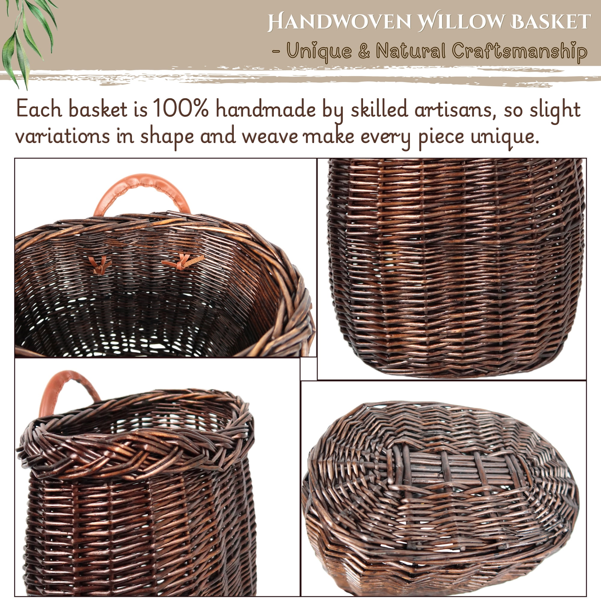 Natural Handwoven Willow Hanging Basket – Rustic Wall or Door Decor and Vegetable & Fruit Storage