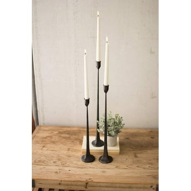 Kalalou Set of 3 Tall Cast Iron Taper Large Candle Holders
