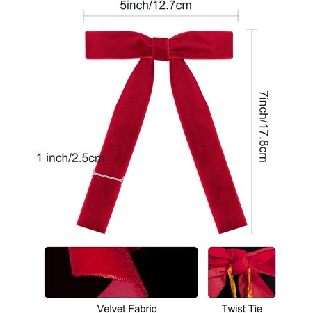 SHILIU-24 Pcs Red Velvet Bows Christmas Tree Ornaments Vintage Ribbon Bow for Tree Garland Wreath Rustic Crafts Gift Indoor Outdoor Xmas Decorations