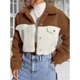 thumbnail image 4 of Womens Fuzzy Fleece Jacket Button Down Coats Casual Winter Warm Outwear with Pockets Dark Brown M, 4 of 9