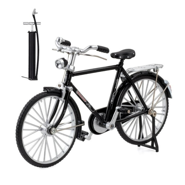 1 Pieza 1:10 Bicicleta Modelo Bicicleta Aleación Decoración Retro Miniatura Bicicleta en Juguete Bicicleta Modelo Decoración para Oficin Negro con Bomba Hugo Estatua de bicicleta