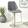 thumbnail image 4 of SAFAVIEH Pierro Gas Lift Bar Stool, Grey/Brushed Nickle (19 in. W x 22 in. D x 35/45 in. H), 4 of 12