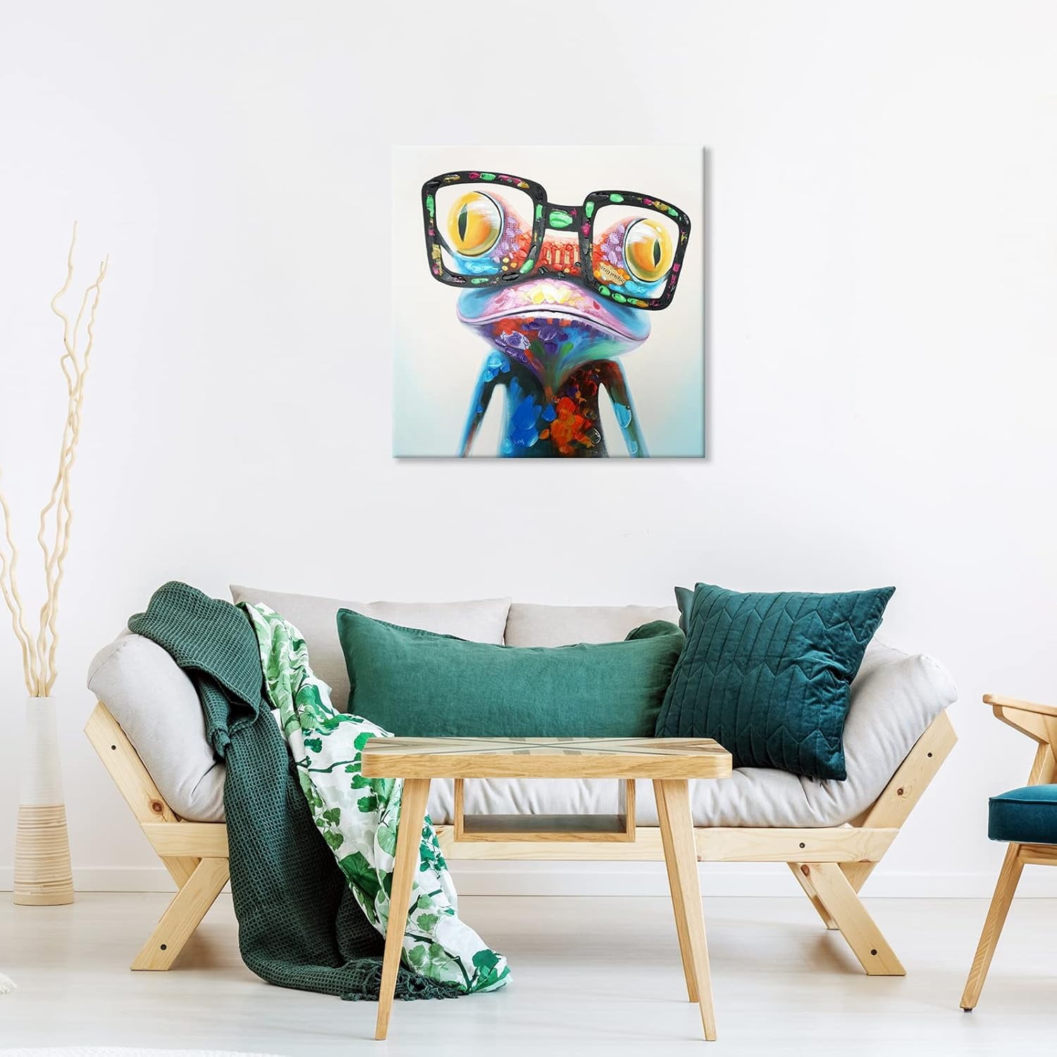 7WallArts - Hipster Fun Frog with glasses Colorful Animal