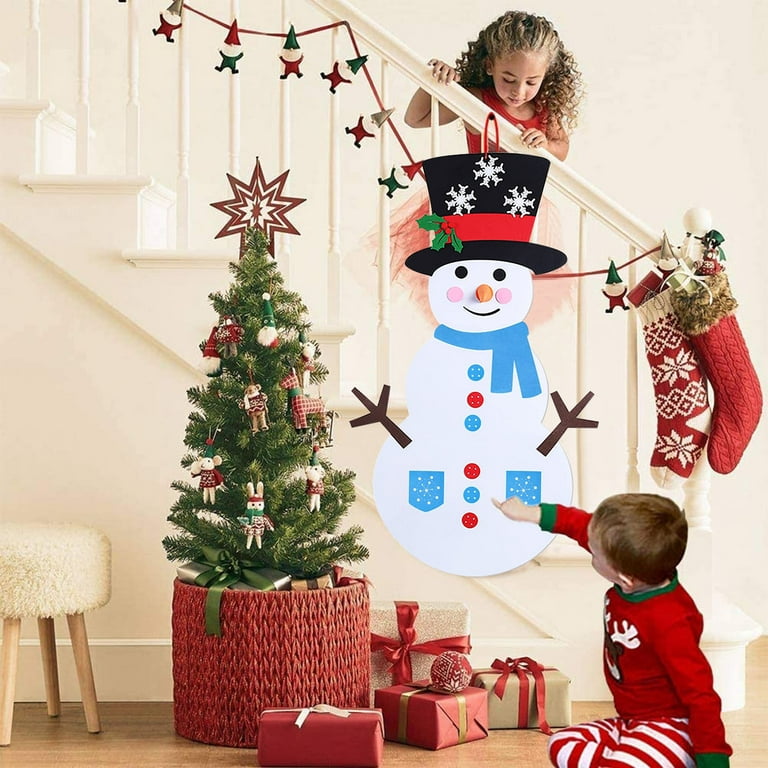 DIY Felt Christmas Snowman Game Set with Detachable Ornaments, Wall Hanging  Xmas Gifts for Christmas Decorations, Christmas Snowman Pendant Christmas