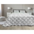 thumbnail image 1 of Black and Grey Comforter & Sham Bedding Set, Watercolor Circle Blobs or Splashes in a Repetitive Pattern, 3 pcs Duvet Set Microfiber Filling Quilt, 5 Sizes, Dark Grey and Pale Taupe, by Ambesonne, 1 of 4