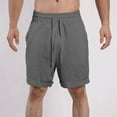 thumbnail image 2 of CaComMARK PI Cotton Linen Shorts for Men Casual Beach Shorts Fashion Solid Color Elastic Rope Waist Casual Fitness Sports Shorts Dark Gray 12(XXL), 2 of 6