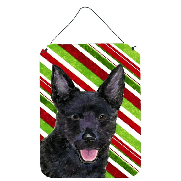 Australian Kelpie Candy Cane Holiday Christmas Metal Wall Door Hanging Prints