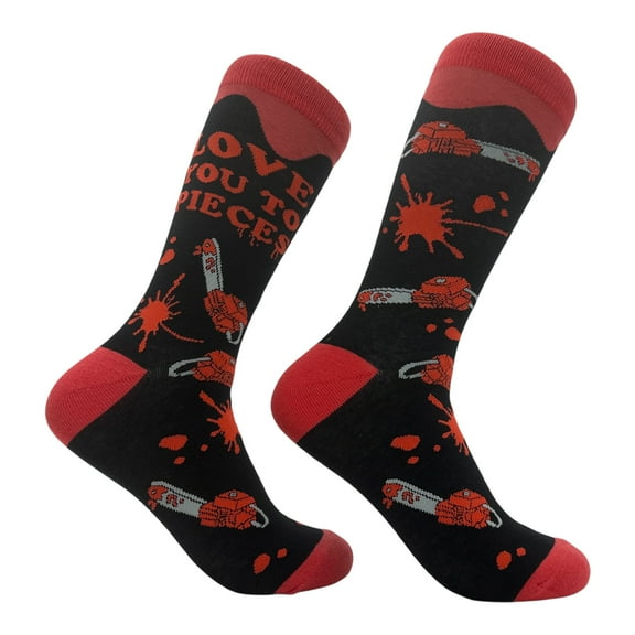 Love You to Pieces Socks Funny Sarcastic Chainsaw Graphic Novelty Footwear for Ladies
