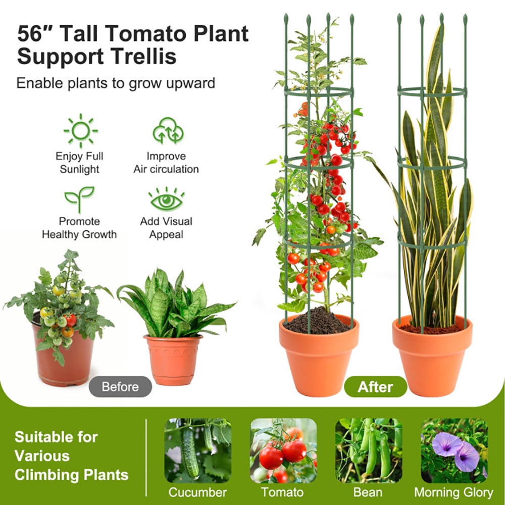 Resenkos 2-Pack Garden Trellis Tomato Cage with Adjustable Height-Green