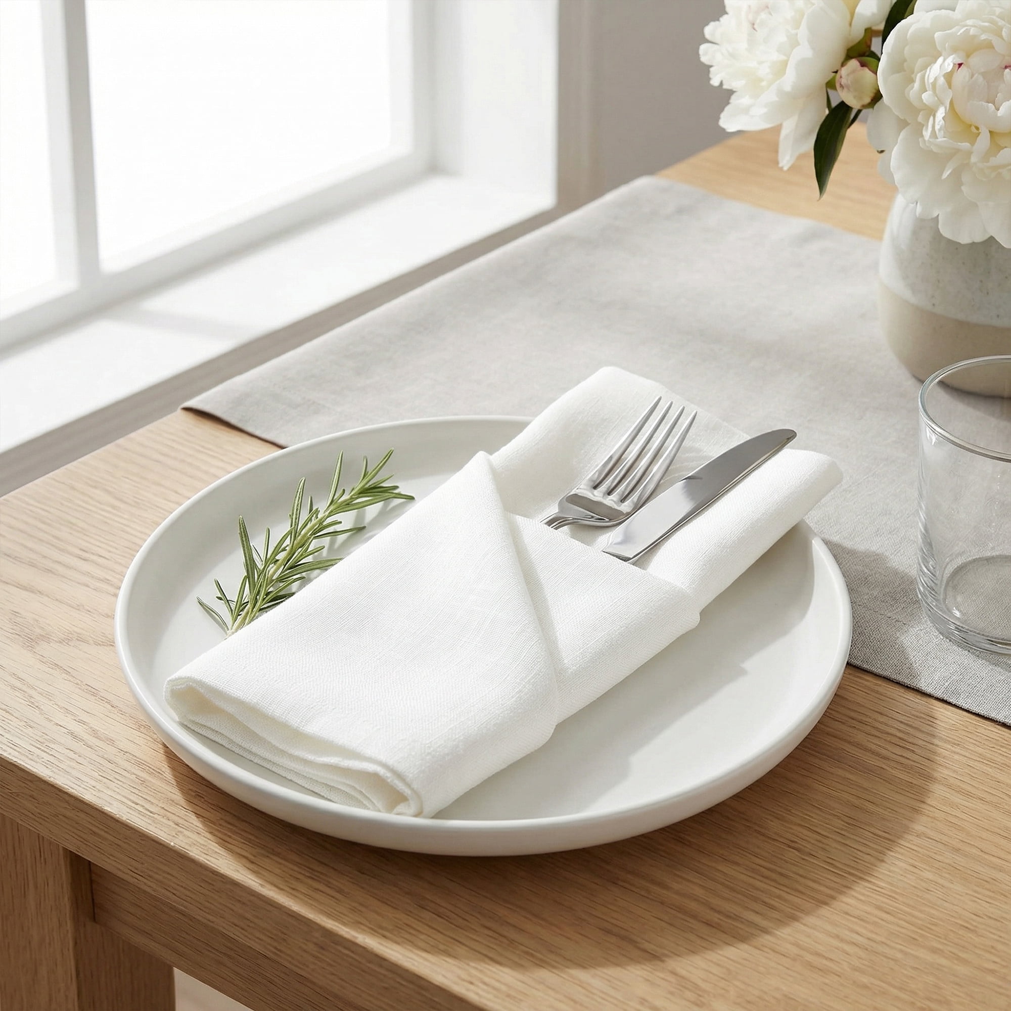 Unique Bargains 12Pcs Solid Washable Reusable Cloth Napkins Beige 13x13inch
