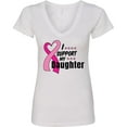 thumbnail image 3 of Inktastic Breast Cancer Awareness I Support My Daughter Pink Ribbon Women's V-Neck T-Shirt, 3 of 5