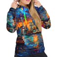 thumbnail image 4 of KLL Neon Shanghai Cityscape Night for Womens Pullover Hoodie with Pocket Hooded Long Sleeve Shirts Sweatshirt for Women-X-Large, 4 of 7