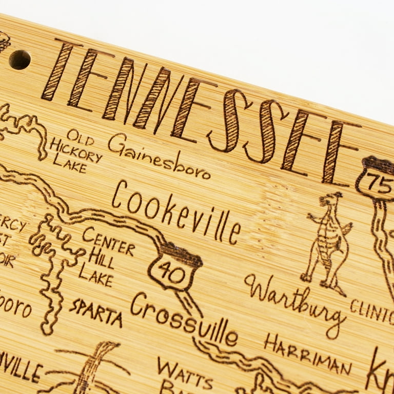 US State Shaped Bamboo Cutting Boards with Engraved Text