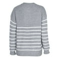 thumbnail image 2 of Women Fall Winter Half Zip Striped Pullover Sweaters Trendy V Neck Oversized Long Sleeve Knit Clothes Grey XL, 2 of 4