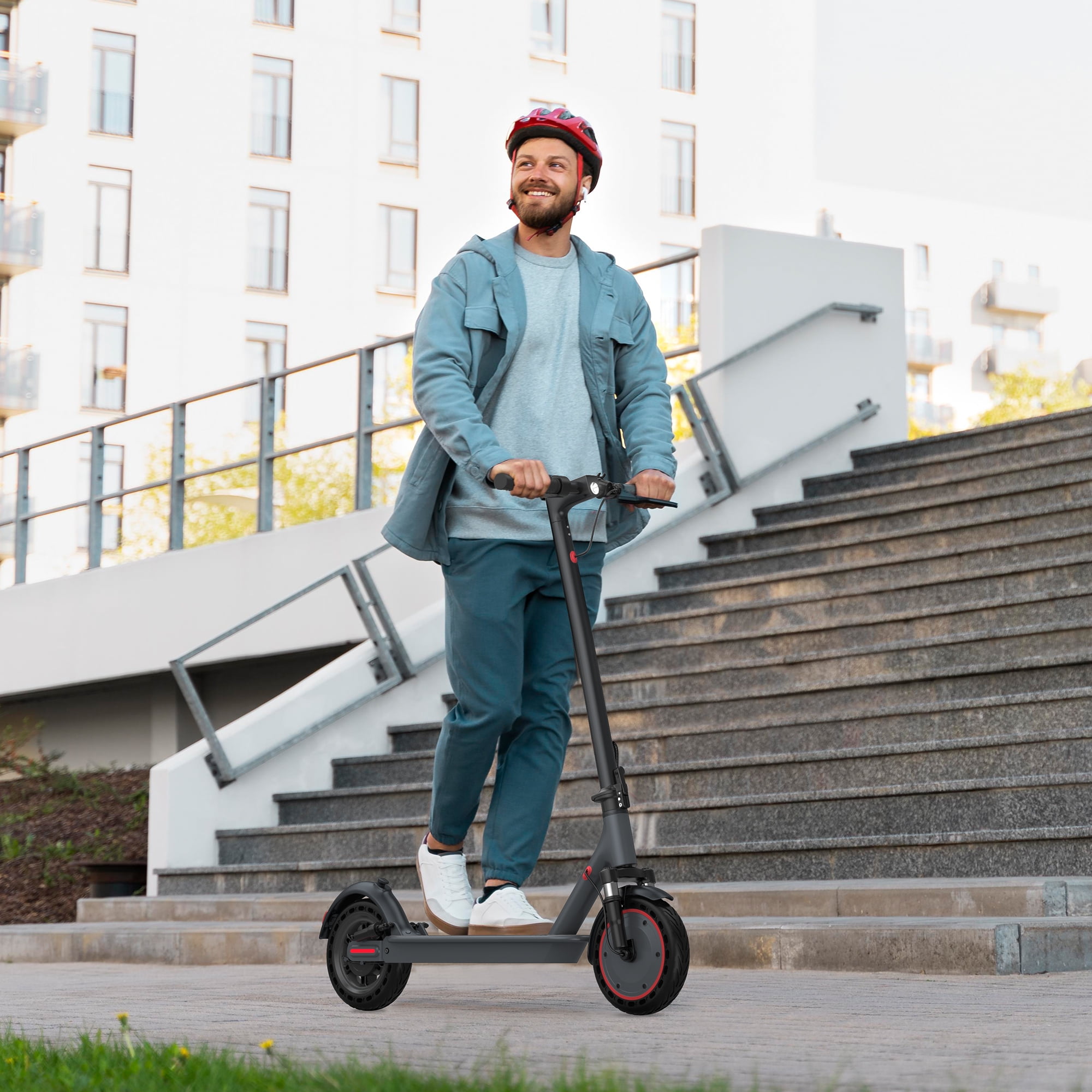 AOVOPRO TMAX 500W 10' Foldable Electric Scooter, 21 mph Top Speed with Dual Braking System and Shock Absorption UL2272