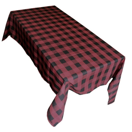

Polyester Poplin Gaberdine Durable Tablecloth Buffalo Checkered Plaid Black and Burgundy