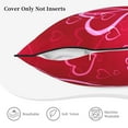 thumbnail image 5 of Velvet Decorative Throw Pillow Covers Set of 2, Soft Square Cushion Cover with Invisible Zipper Romance Valentine Pink Love Heart Printing, 16"x16", 5 of 7
