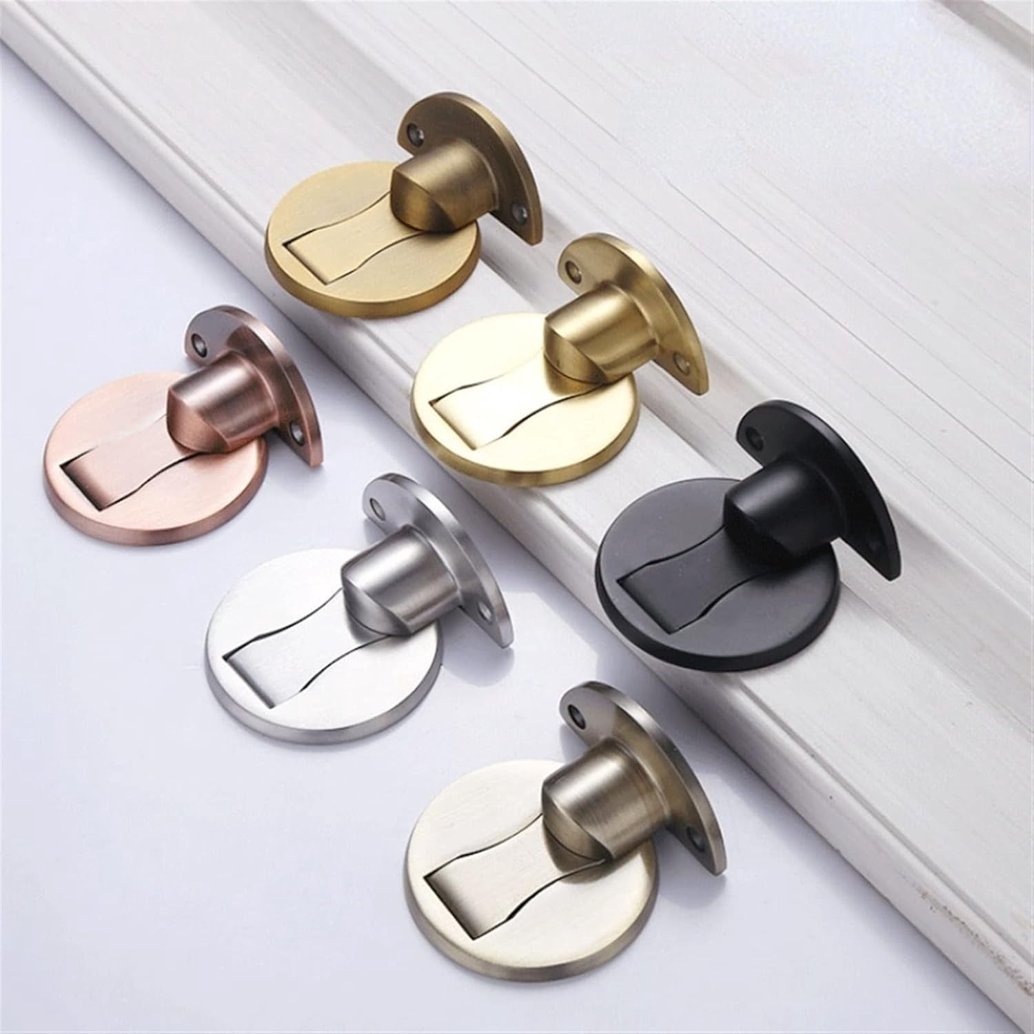 Punch-Free Stainless Steel Magnetic Door Stop Furniture Fittings Stopper for Door Double Hole Door Pad Door 1Pcs
