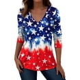 thumbnail image 2 of HOWPAY Independence Day T Shirts for Women 4th of July American Flag Patriotic Tops V Neck Long Sleeve Tees Casual Loose Y2K Clothes Multicolour S, 2 of 4