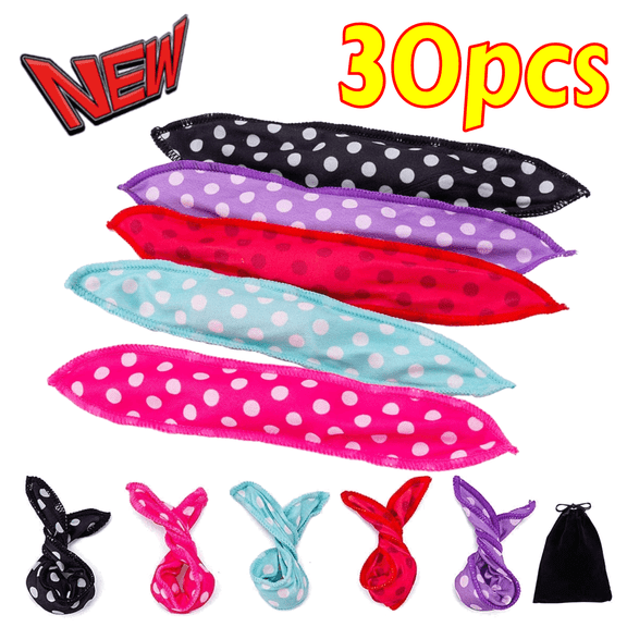 30-Piece Soft Foam Hair Rollers Set for Overnight Curls - Heatless Sleep-in Curlers with Storage Bag, 5 Colors