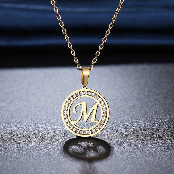 CACANA 316L acero inoxidable 26 letras AZ collar nuevos collares de diamantes de imitación de cristal para mujeres boda regalos del Día de San Valentín Dengxun unisex
