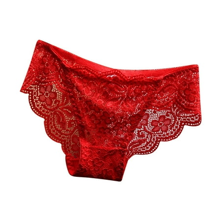 BYHONG Sexy Lace Underwear for Women with Low Waist Seductive Lifting No Pure Desire Style Crotch Large Breathable Triangle Pants Women s Panties RD1 L