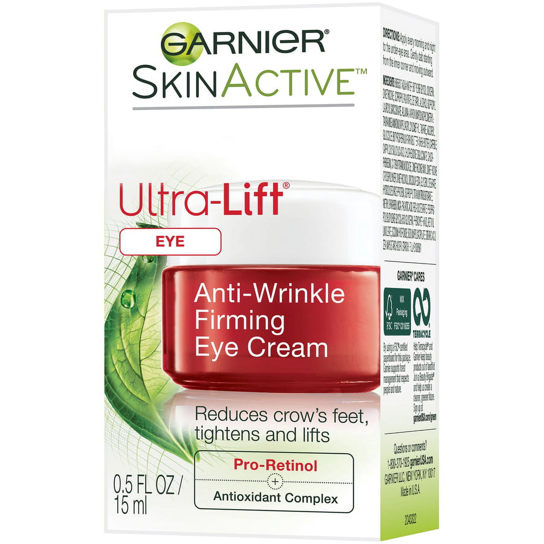 Garnier Green SkinActive Ultra Lift Anti Wrinkle Firming Eye Cream, 0.5 fl oz