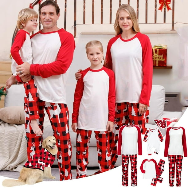 Christmas Pajamas Santa Elf Reindeer Print Family Christmas Pjs Matching  Sets Fashion Cute Dog Plaid Lattice Print Dog Costume, Christmas Gifts for