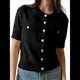 thumbnail image 3 of Cárdigan de Otoño para Mujer, y Elegante, con Doble Bolsillo y Botones Metálicos, de Punto y Cuello Redondo. Negro L, 3 of 6
