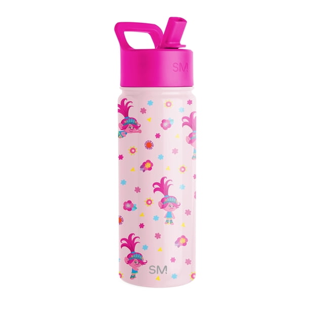 Botella de agua Simple Modern Trolls Kids de 530 ml con tapa de pajita