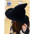 thumbnail image 3 of BadPiggies Halloween Wool Witch Hat Costume Accessory Sheep Wool Witch Hat Cosplay Party (Black), 3 of 6