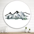 thumbnail image 2 of Designart 'Minimalistic Fir Forest and Winter Mountains I' Modern Circle Metal Wall Art 29x29 - Disc of 29, 2 of 5
