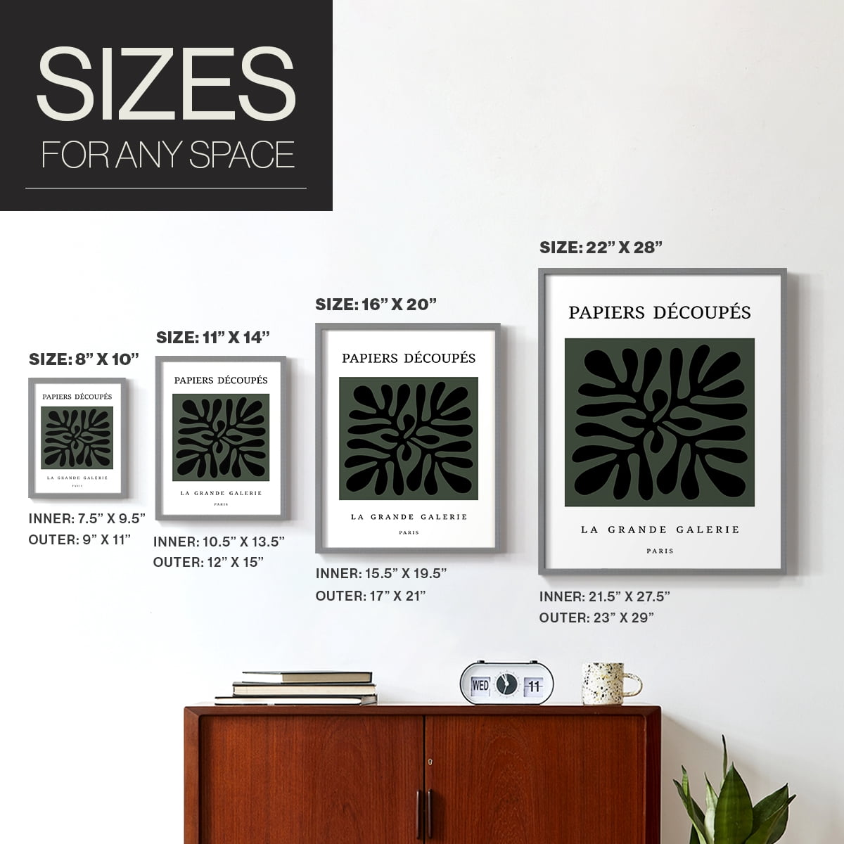 Matisse CCCXCIV in Gray Solid Wood 11 x 14 Framed Print