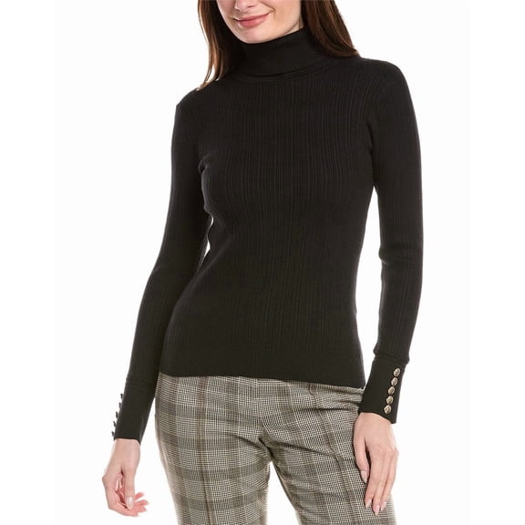 Elie Tahari womens  Turtleneck Rib Sweater, m, Black