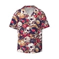 thumbnail image 3 of Cauagu Skull record artist Men's Short Sleeve Button Down Hawaiian Shirt for Men Bowling Shirts Casual Summer Beach Shirt,XX-Large, 3 of 6