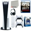 Sony Playstation 5 Disc Version (Sony PS5 Disc) with White Extra Controller, Headset, Media Remote, Call of Duty: Vanguard, Accessory Starter Kit and Microfiber Cleaning Cloth Bundle