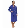 thumbnail image 3 of MAYFISH Men's Pure Cotton Robe, Lightweight and Soft, Long Summer Sleepwear 100% Cotton Robe with Pockets (Cobalt Blue, XL), 3 of 5