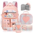 thumbnail image 1 of Mochila LEWKANA Cute para niñas con fiambrera, juego de 5 unidades, color rosa, 1 of 6