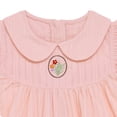 thumbnail image 4 of NIPAXO Girls Dress White Floral Embroidery White Striped Peter Pan Collar Flutter Sleeve Baby Doll Casual Sundress for Kids, 4 of 7