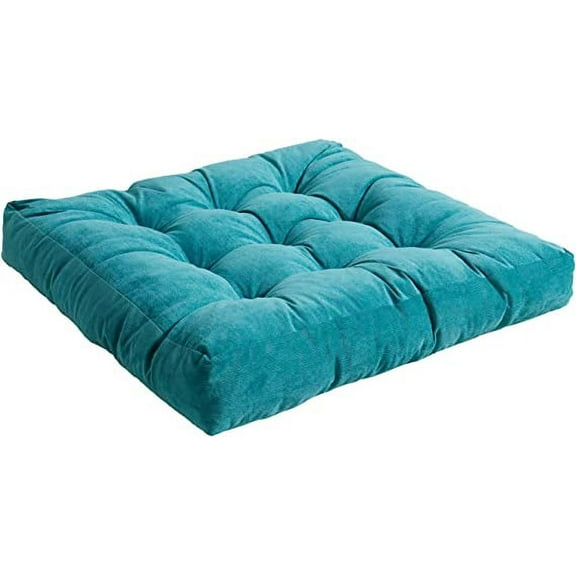 Namzi Square Outdoor Cushions Floor Pillow Thicken Tufted Seat Cushion for Adult Seating on Floor Yoga Meditation Living Room Balcony Office Indoor, 22x22 Inch, Blue(1 Pack)